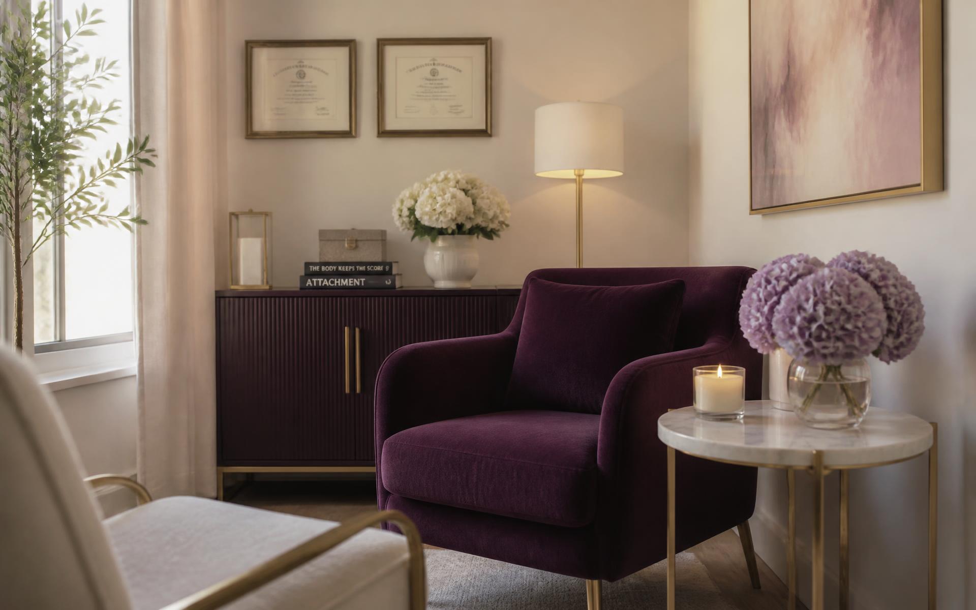 A calm, thoughtfully designed therapy space